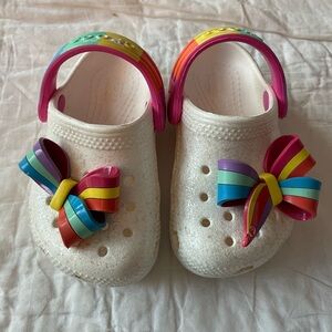 Rainbow crocs, Girls size 5